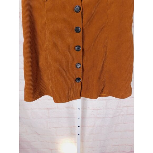 Rust Corduroy Button Front Mini Skirt M Women Fall Retro - Picture 3 of 8